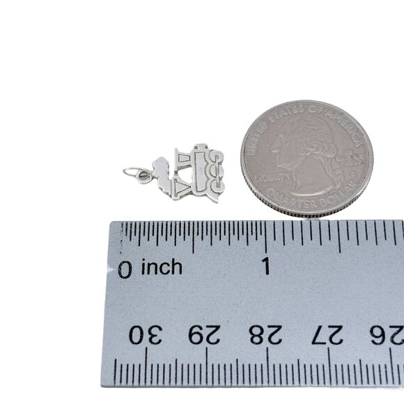 Vintage Sterling Silver 925 Train Engine Charm Pendant - Picture 4 of 5